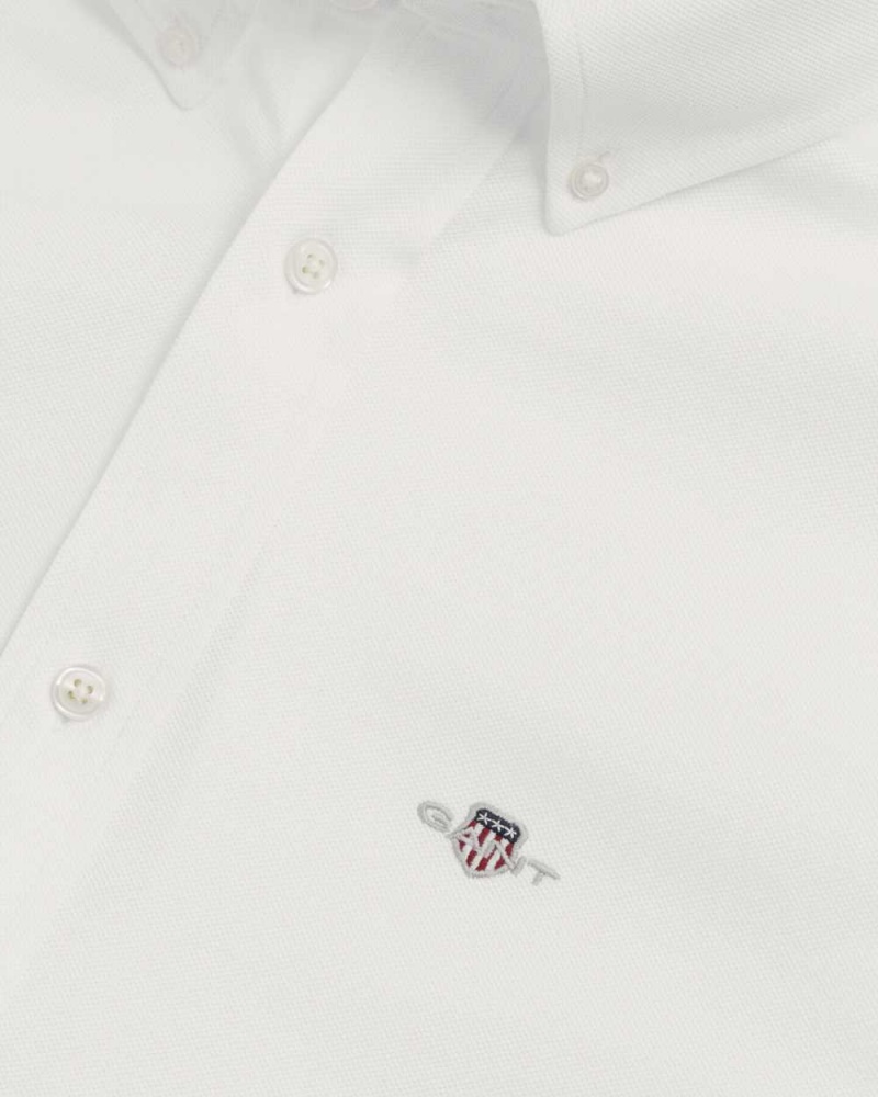 Gant Regular Fit Jersey Piqué Men's Shirts White | LIGJQ-9120