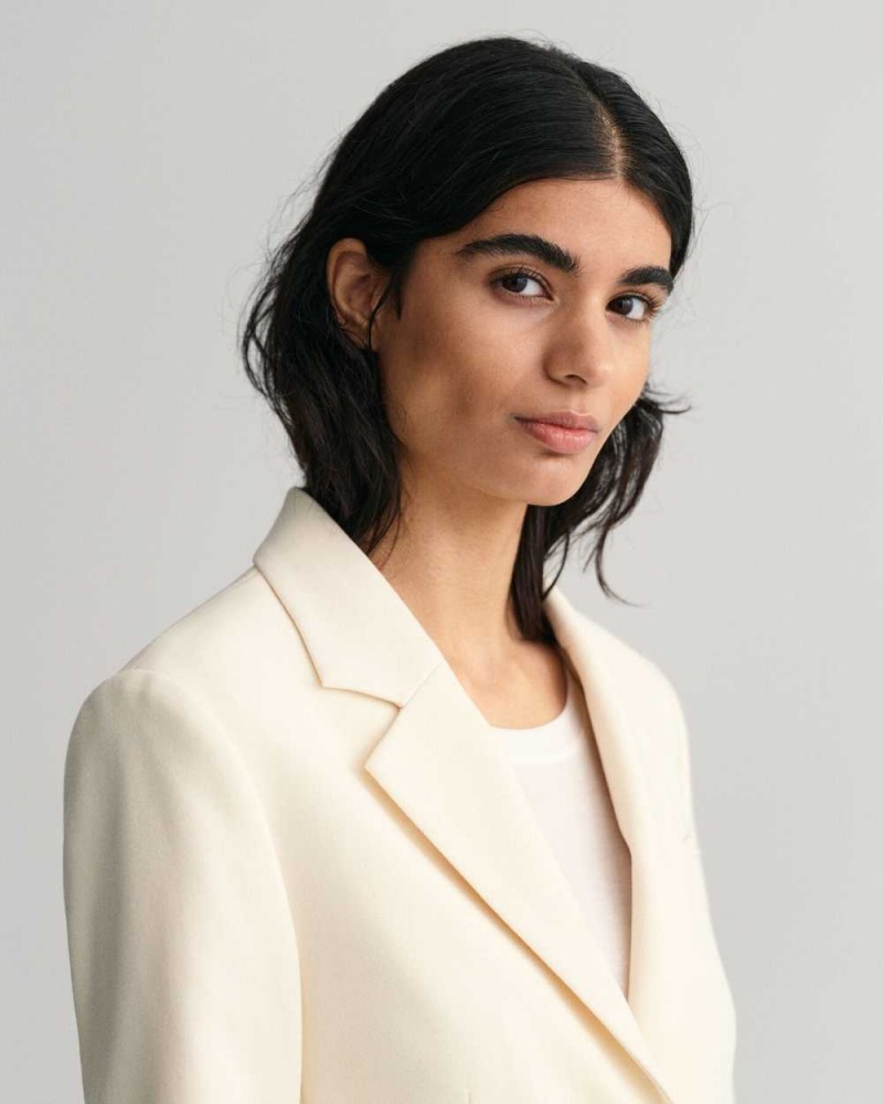 Gant Regular Fit Jersey Women's Blazer Cream | HFIAW-4371