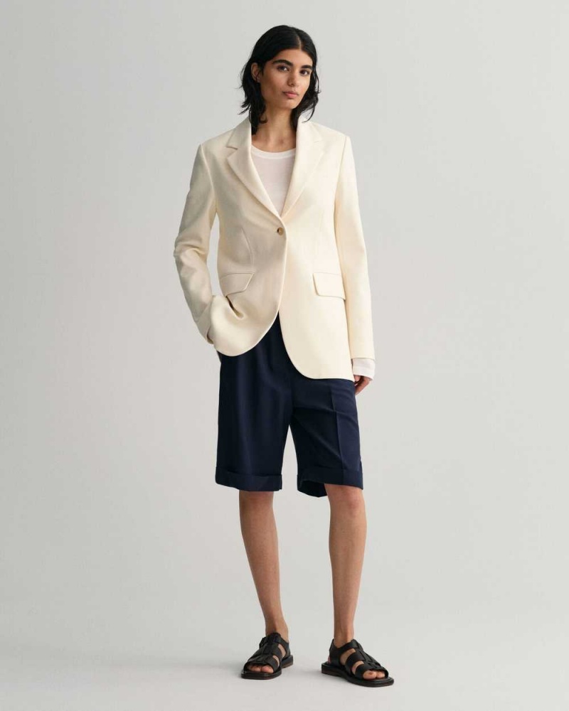 Gant Regular Fit Jersey Women's Blazer Cream | HFIAW-4371