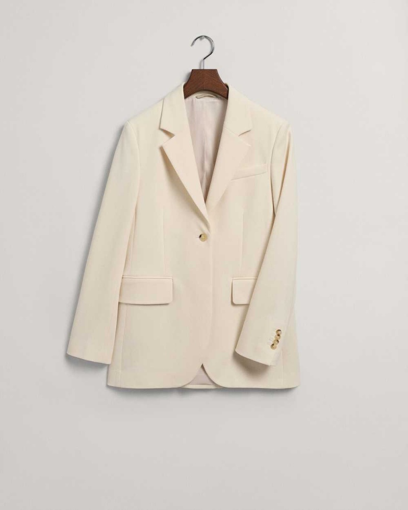 Gant Regular Fit Jersey Women's Blazer Cream | HFIAW-4371