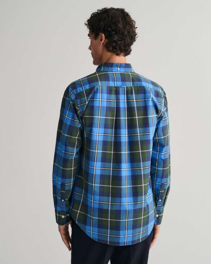 Gant Regular Fit Large Checked Poplin Men's Shirts Forest Green | FYRKW-7834