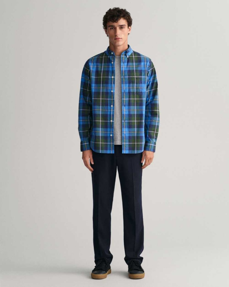 Gant Regular Fit Large Checked Poplin Men's Shirts Forest Green | FYRKW-7834