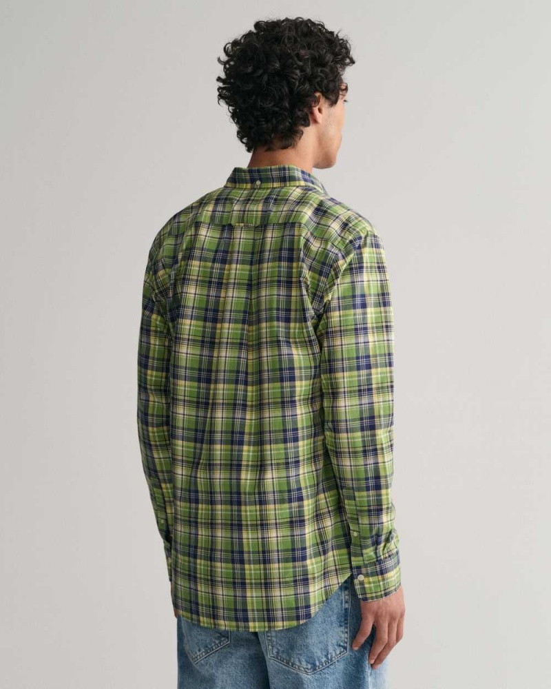 Gant Regular Fit Medium Checked Poplin Men's Shirts Foliage Green | JHPDS-8597