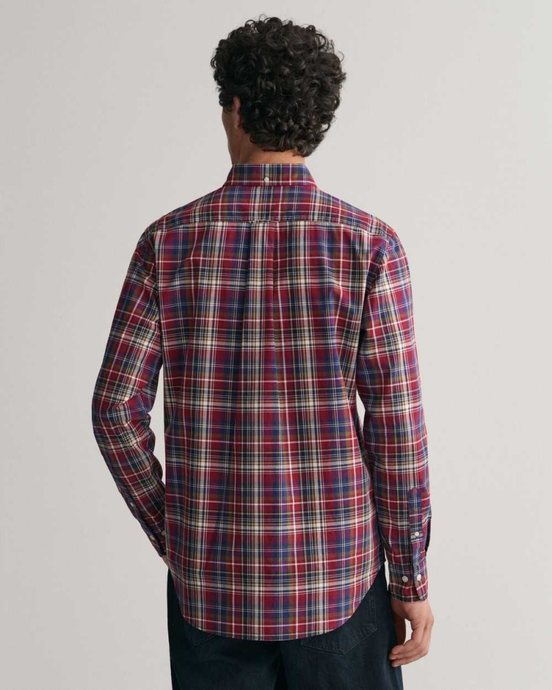 Gant Regular Fit Medium Checked Poplin Men's Shirts Plumped Red | RICTS-3179