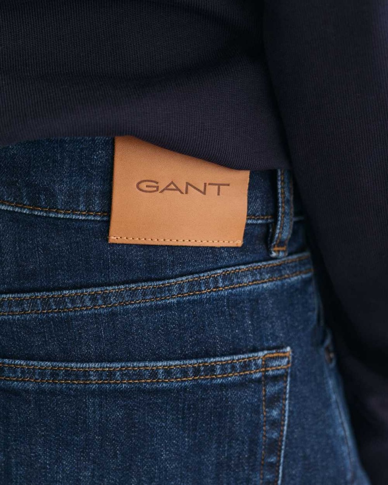 Gant Regular Fit Men's Jeans Dark Blue Worn In | PQING-8356