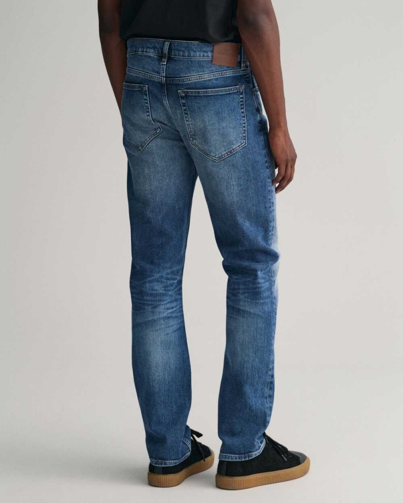 Gant Regular Fit Men's Jeans Mid Blue Vintage | LTHED-3190