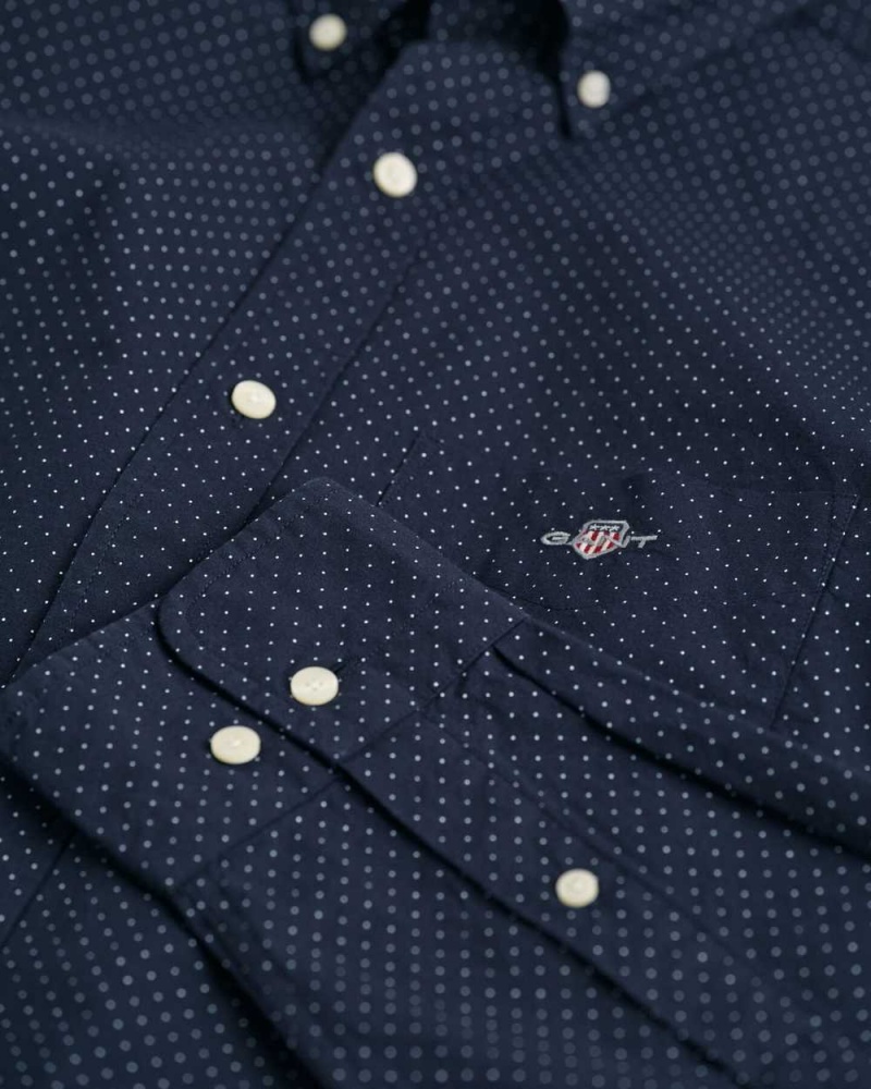 Gant Regular Fit Micro Dot Poplin Men's Shirts Evening Blue | TOJZM-2951