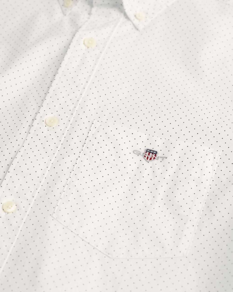 Gant Regular Fit Micro Dot Poplin Short Sleeve Men's Shirts White | LIEYA-9843