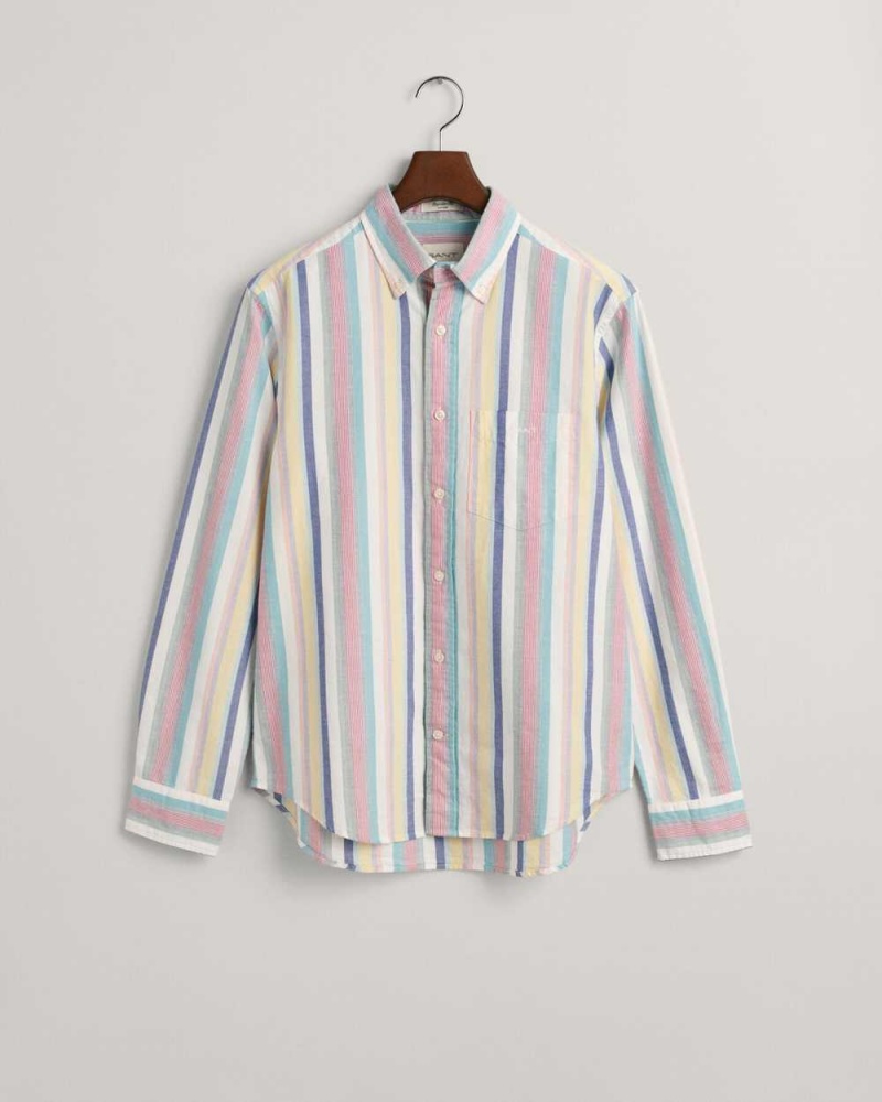 Gant Regular Fit Multi Stripe Oxford Men's Shirts Multicolor | FGRDX-7689