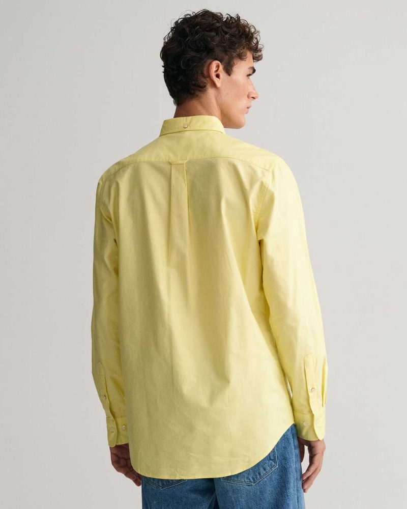 Gant Regular Fit Oxford Men's Shirts Clear Yellow | HGFSK-3095