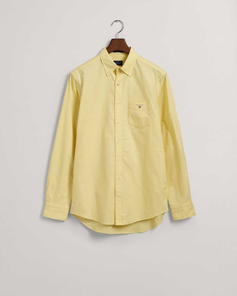 Gant Regular Fit Oxford Men's Shirts Clear Yellow | HGFSK-3095