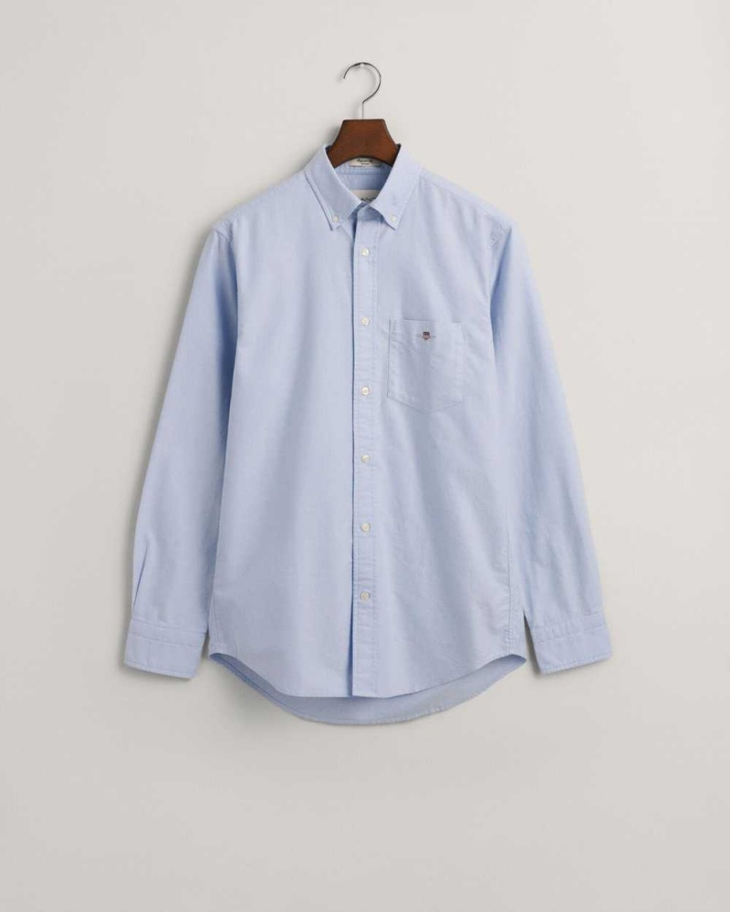 Gant Regular Fit Oxford Men's Shirts Light Blue | NHUTQ-2540