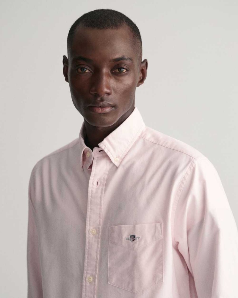 Gant Regular Fit Oxford Men's Shirts Light Pink | QBRWM-9634