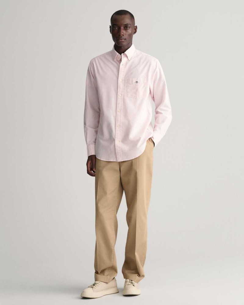 Gant Regular Fit Oxford Men's Shirts Light Pink | QBRWM-9634