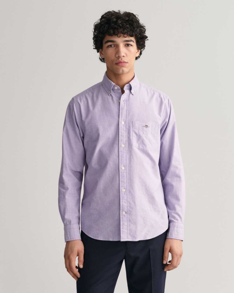 Gant Regular Fit Oxford Men's Shirts Lilac | SFRHN-2470