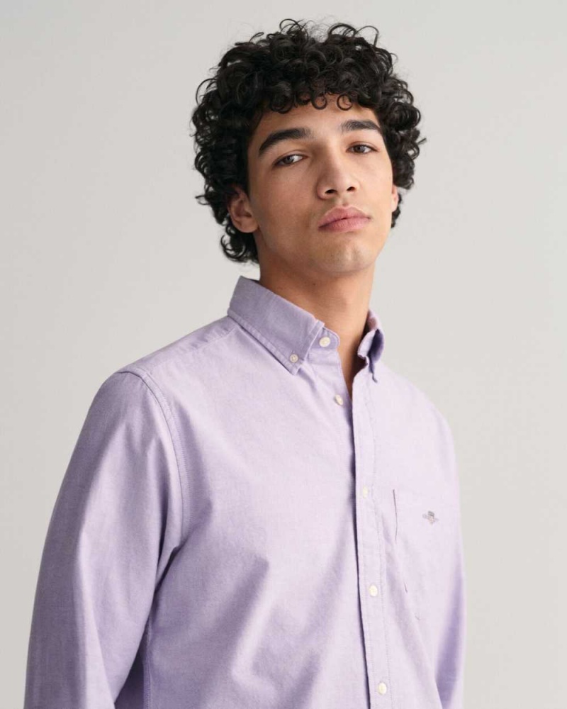 Gant Regular Fit Oxford Men's Shirts Lilac | SFRHN-2470