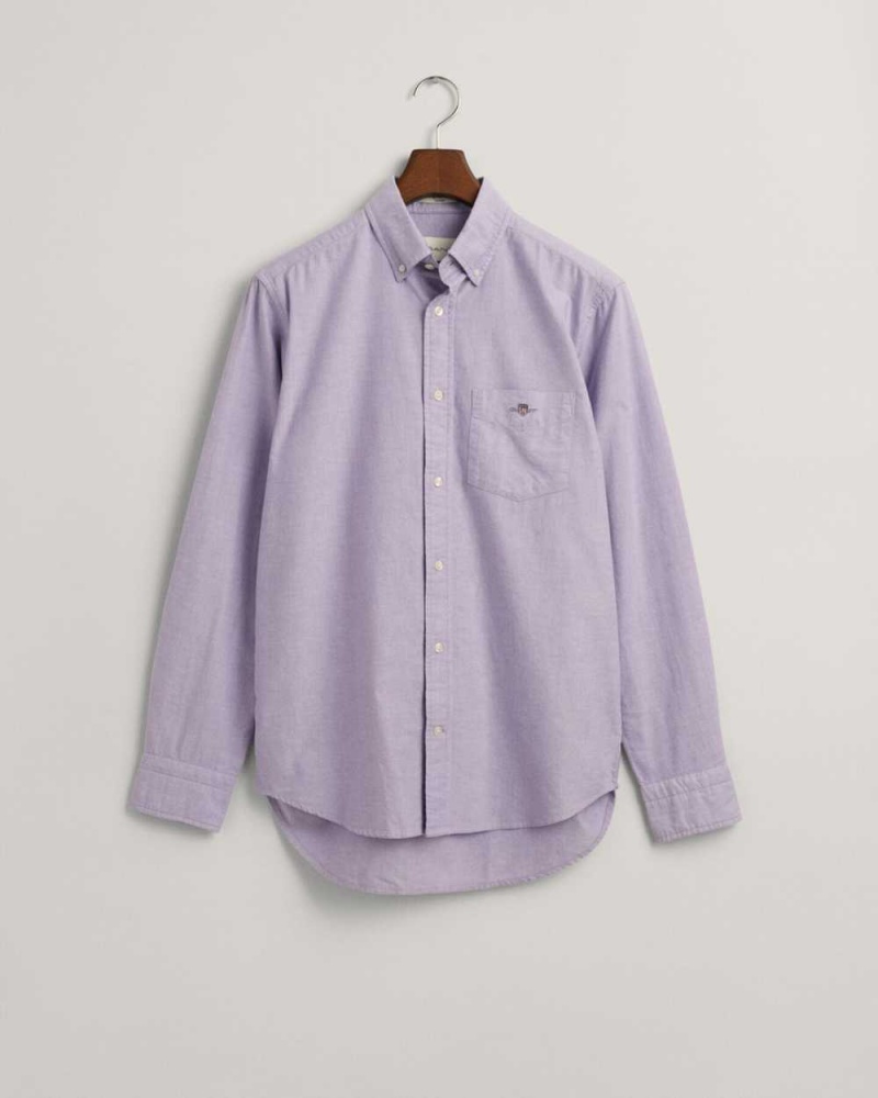 Gant Regular Fit Oxford Men's Shirts Lilac | SFRHN-2470