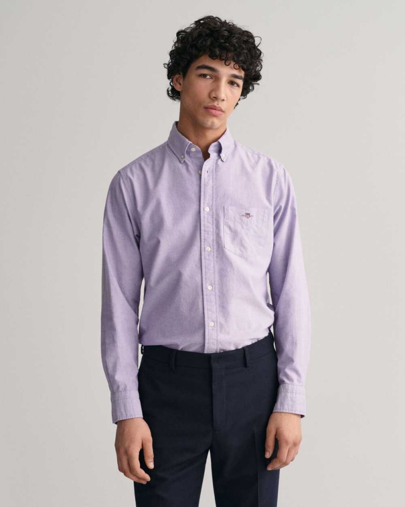 Gant Regular Fit Oxford Men\'s Shirts Lilac | SFRHN-2470