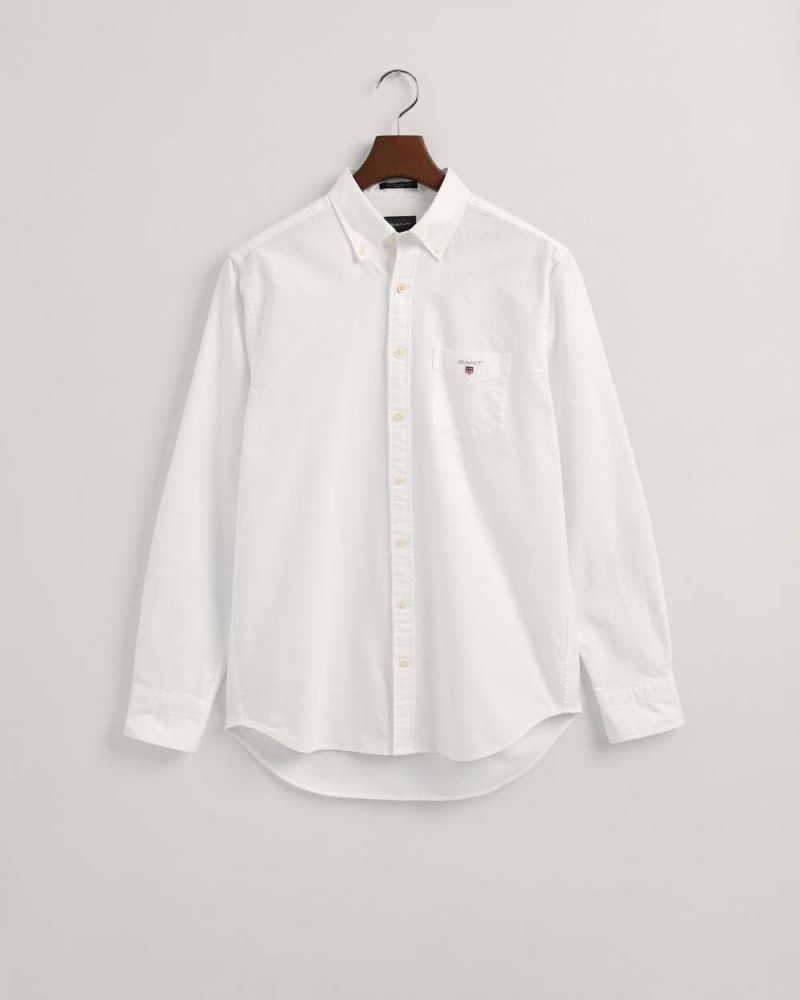 Gant Regular Fit Oxford Men's Shirts White | TWHCD-3426