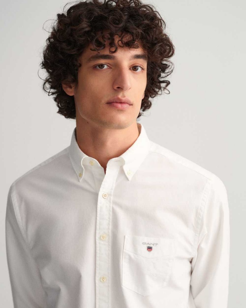 Gant Regular Fit Oxford Men's Shirts White | TWHCD-3426