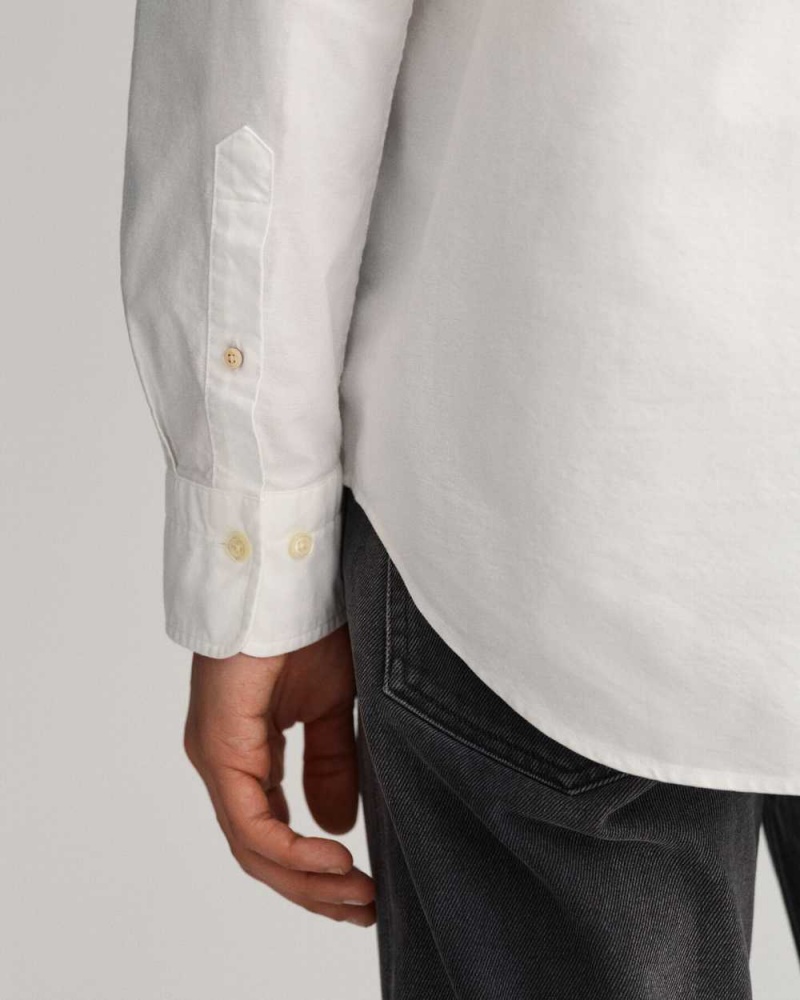 Gant Regular Fit Oxford Men's Shirts White | TWHCD-3426