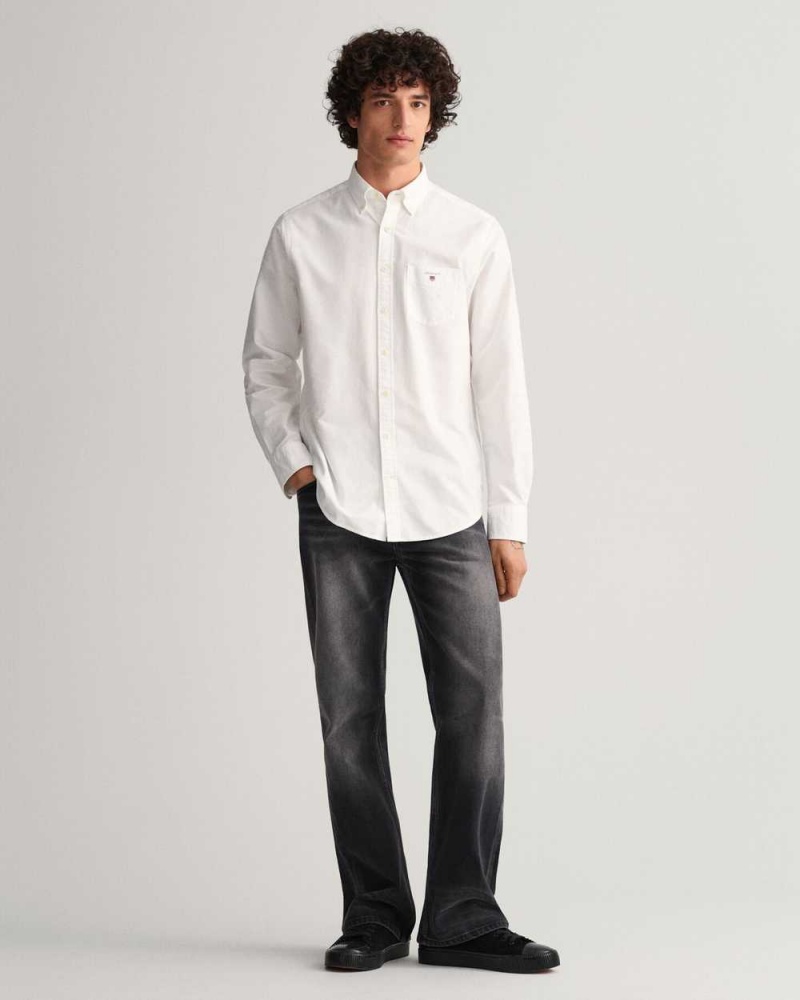 Gant Regular Fit Oxford Men's Shirts White | TWHCD-3426