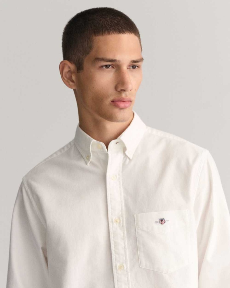 Gant Regular Fit Oxford Men's Shirts White | FSUKI-6572