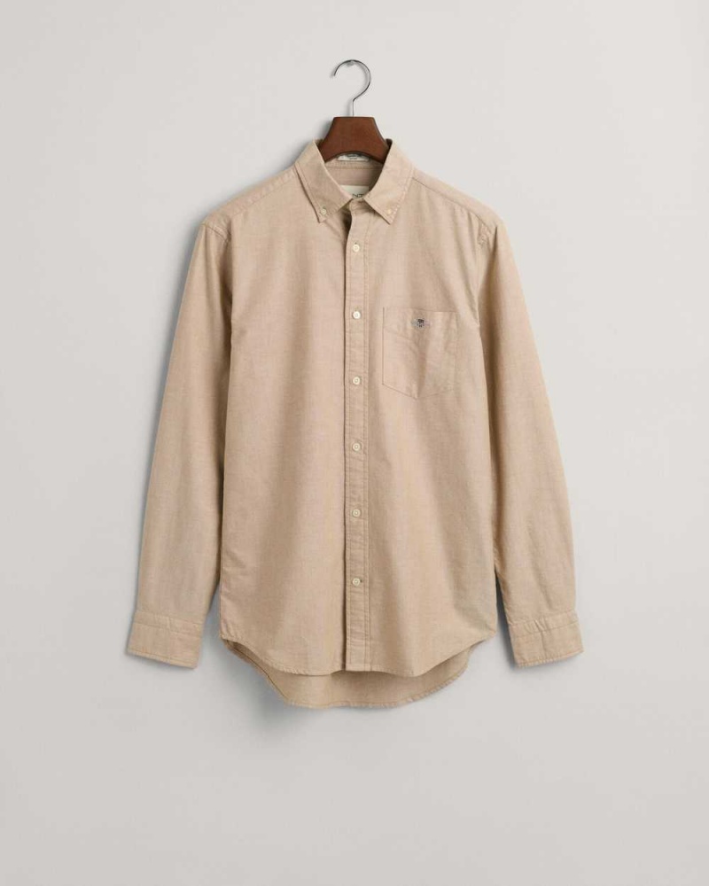 Gant Regular Fit Oxford Men's Shirts Woody Brown | MAERU-6798