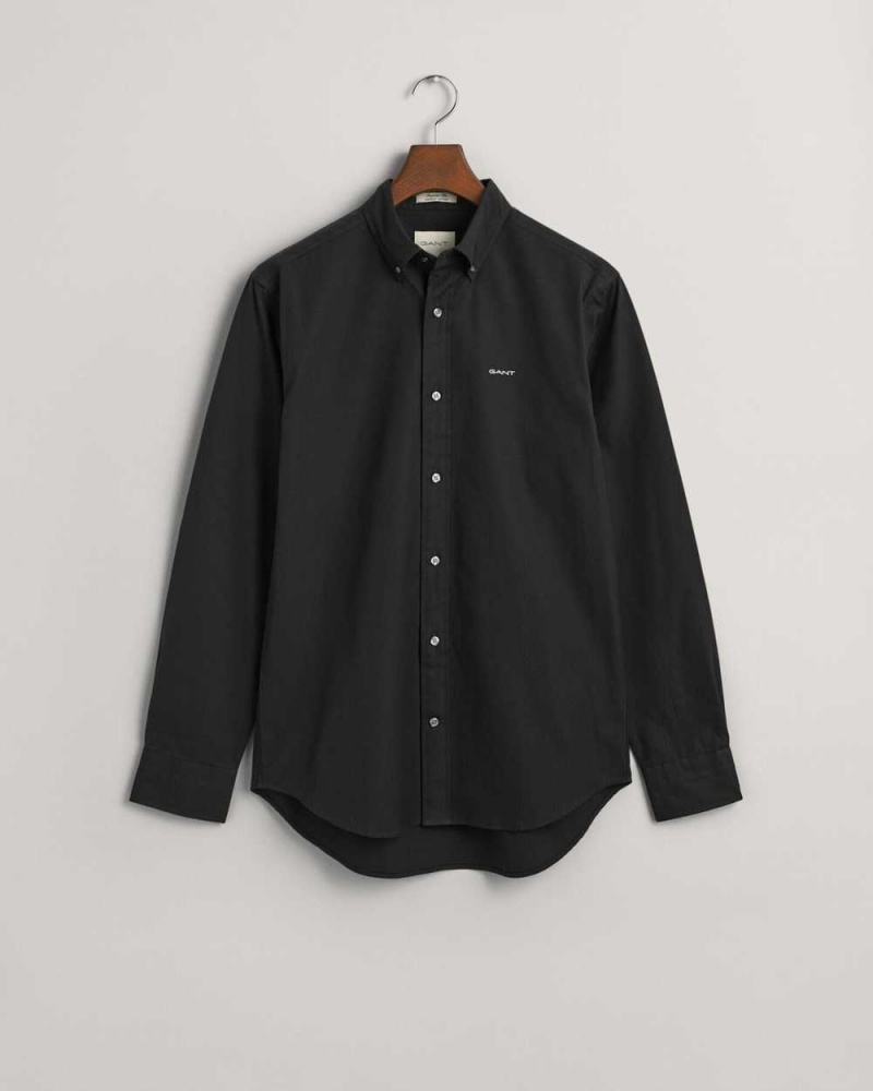 Gant Regular Fit Pinpoint Oxford Men's Shirts Black | TNUZD-6528