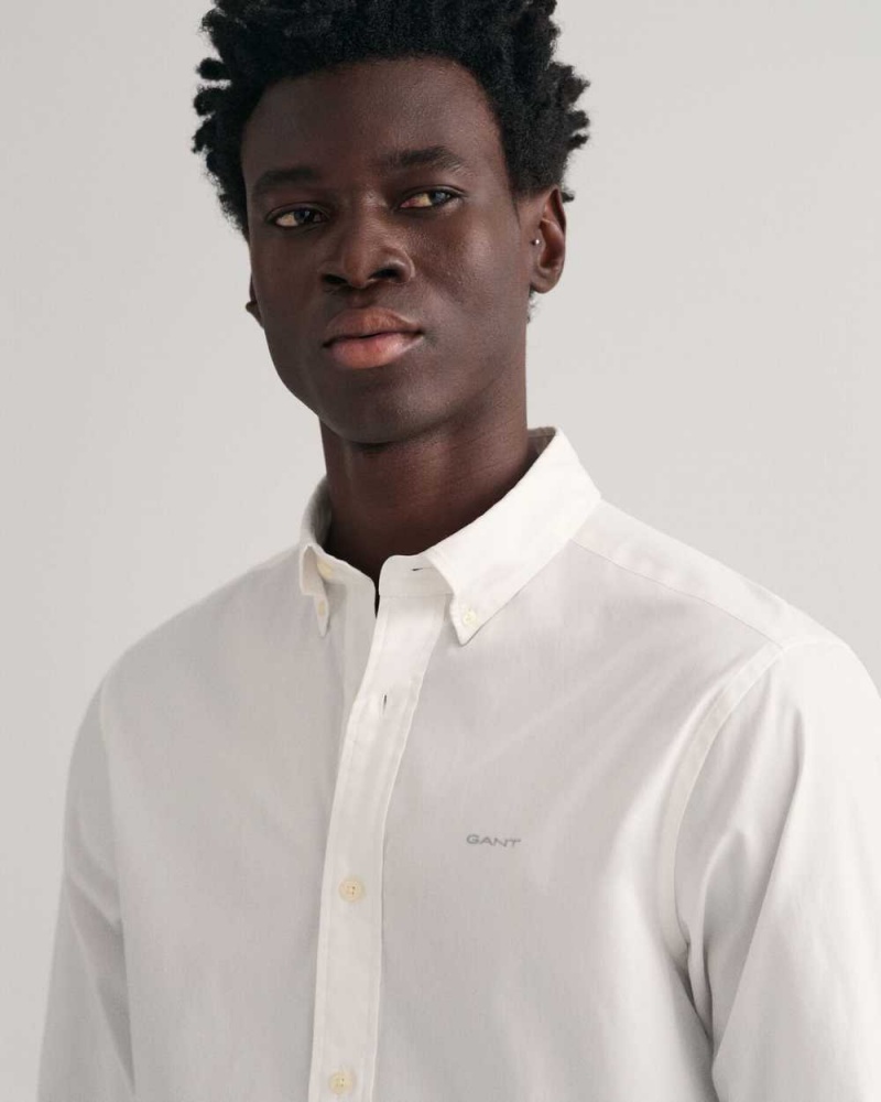 Gant Regular Fit Pinpoint Oxford Men's Shirts White | BAMLV-6093