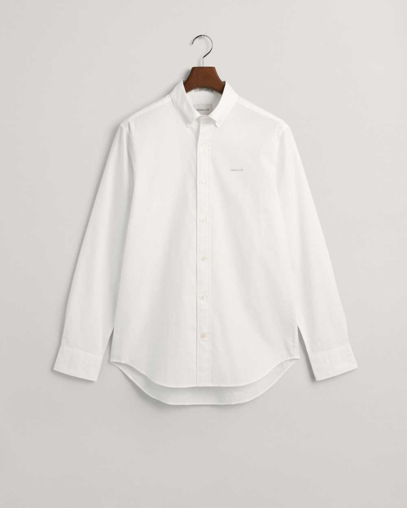 Gant Regular Fit Pinpoint Oxford Men's Shirts White | BAMLV-6093