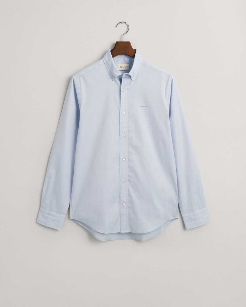 Gant Regular Fit Pinpoint Oxford Men's Shirts Light Blue | GVJEU-1905