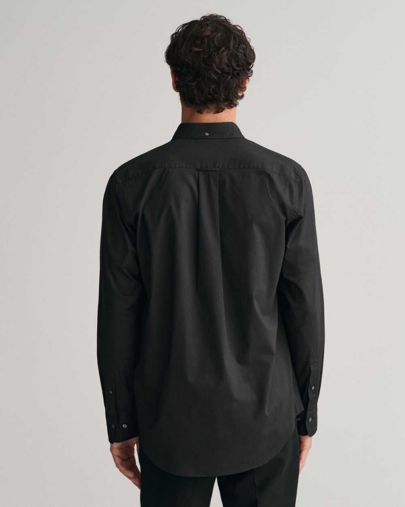 Gant Regular Fit Poplin Men's Shirts Black | MQZVJ-4168