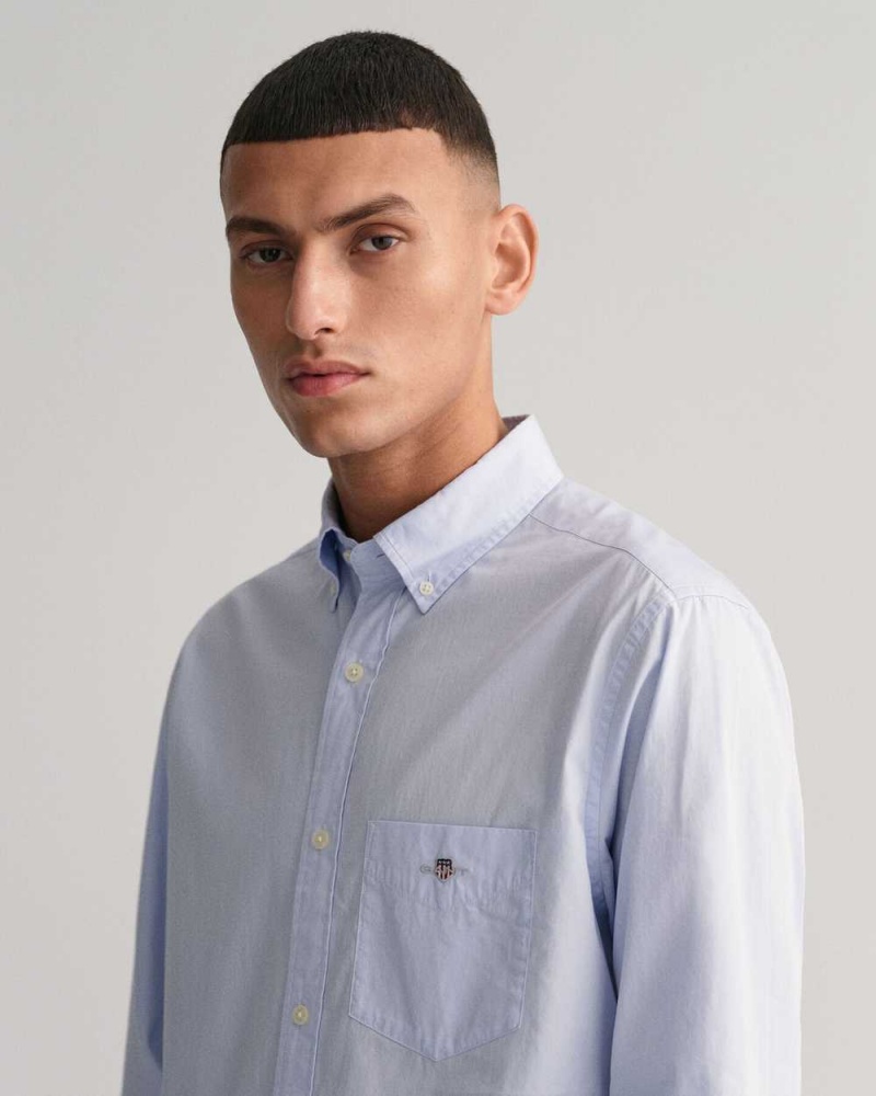 Gant Regular Fit Poplin Men's Shirts Light Blue | ENPBM-9640