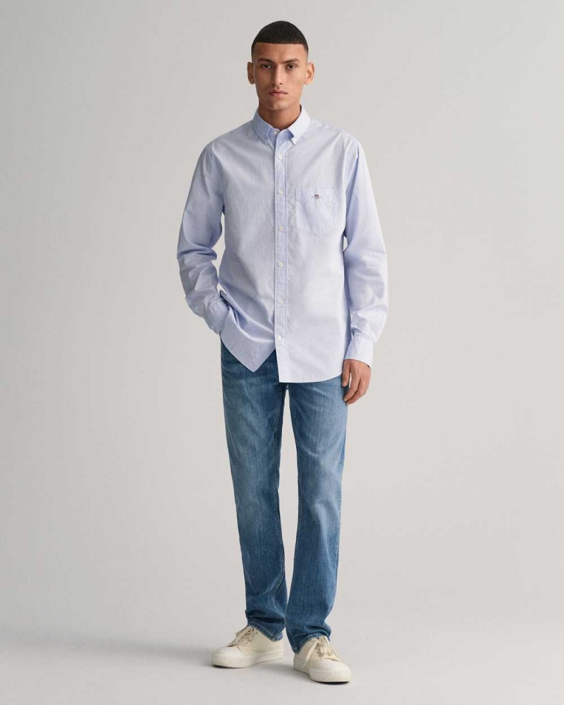 Gant Regular Fit Poplin Men's Shirts Light Blue | ENPBM-9640