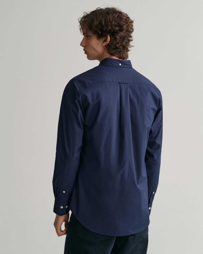 Gant Regular Fit Poplin Men's Shirts Marine | VBQCK-5063