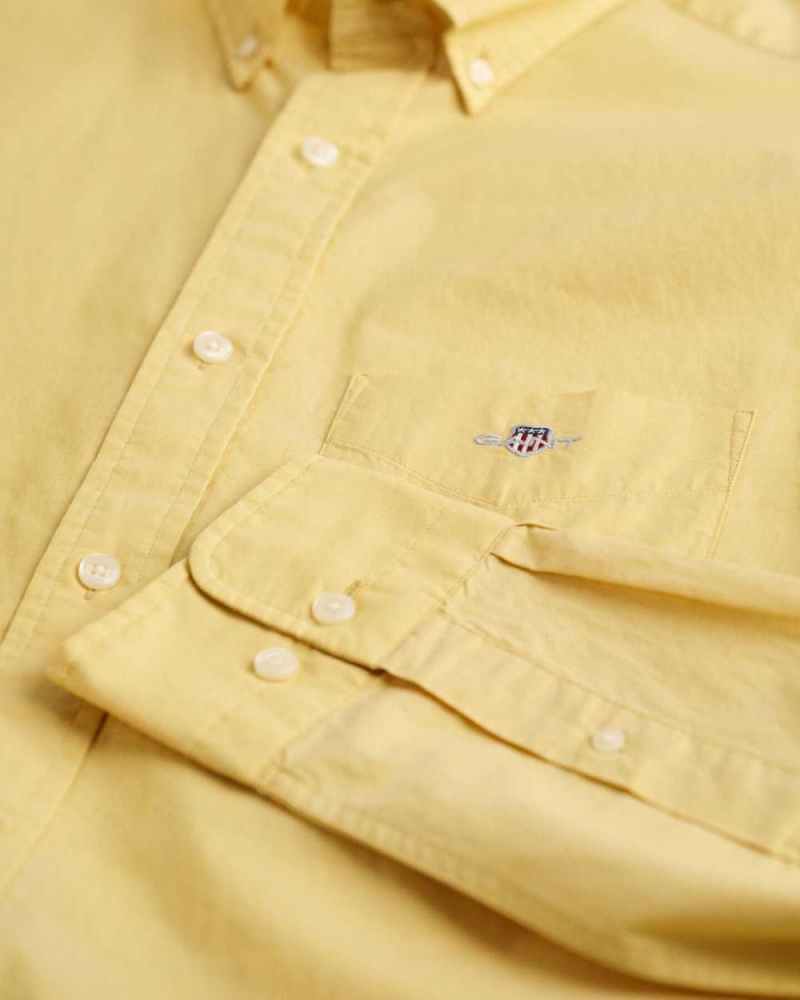 Gant Regular Fit Poplin Men's Shirts Parchment Yellow | OZEIV-4598