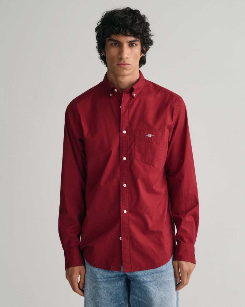 Gant Regular Fit Poplin Men\'s Shirts Plumped Red | TMADG-0581