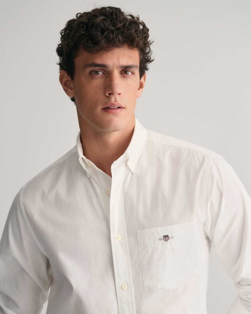 Gant Regular Fit Poplin Men's Shirts White | BHUWC-9423