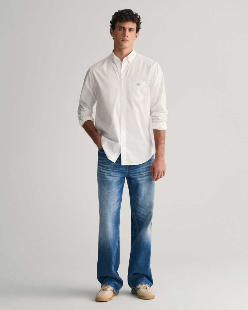 Gant Regular Fit Poplin Men's Shirts White | BHUWC-9423