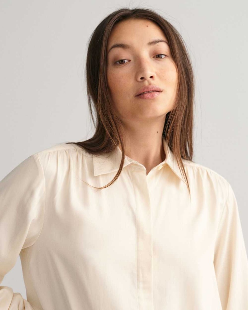 Gant Regular Fit Satin Women's Shirts Linen | MKIUO-4012