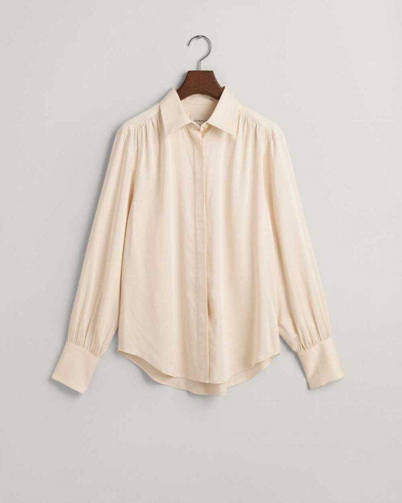 Gant Regular Fit Satin Women's Shirts Linen | MKIUO-4012