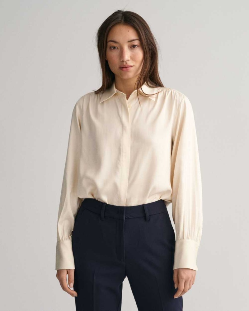 Gant Regular Fit Satin Women\'s Shirts Linen | MKIUO-4012