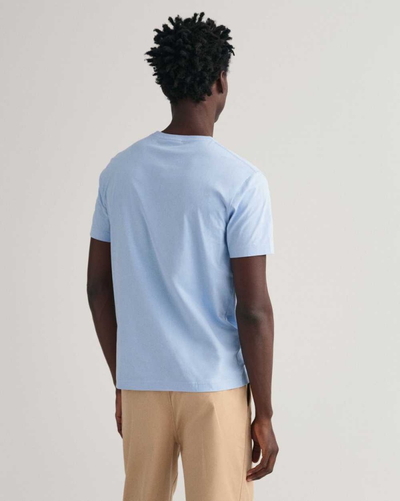 Gant Regular Fit Shield Men's T-Shirt Capri Blue | BUETI-2897