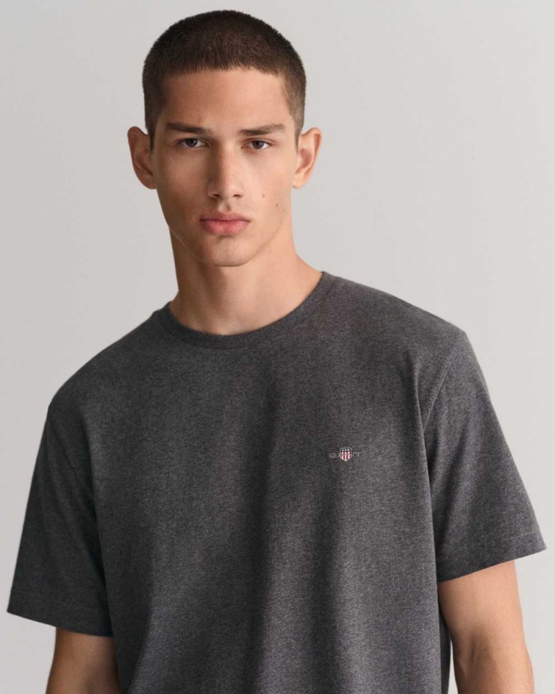 Gant Regular Fit Shield Men's T-Shirt Dark Grey | RBNSF-7513