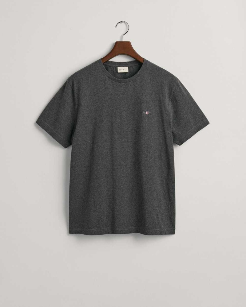 Gant Regular Fit Shield Men's T-Shirt Dark Grey | RBNSF-7513