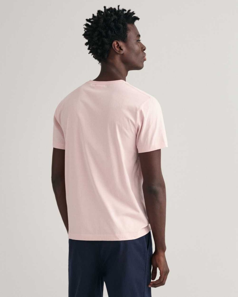 Gant Regular Fit Shield Men's T-Shirt Faded Pink | KVHIJ-9517