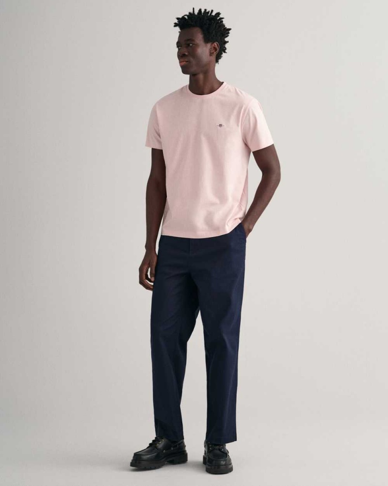 Gant Regular Fit Shield Men's T-Shirt Faded Pink | KVHIJ-9517