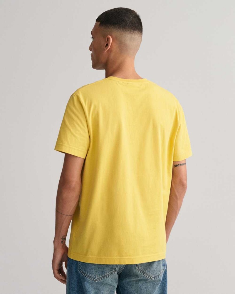 Gant Regular Fit Shield Men's T-Shirt Parchment Yellow | VPFSB-2361