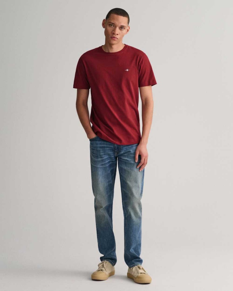 Gant Regular Fit Shield Men's T-Shirt Plumped Red | JFULB-0764